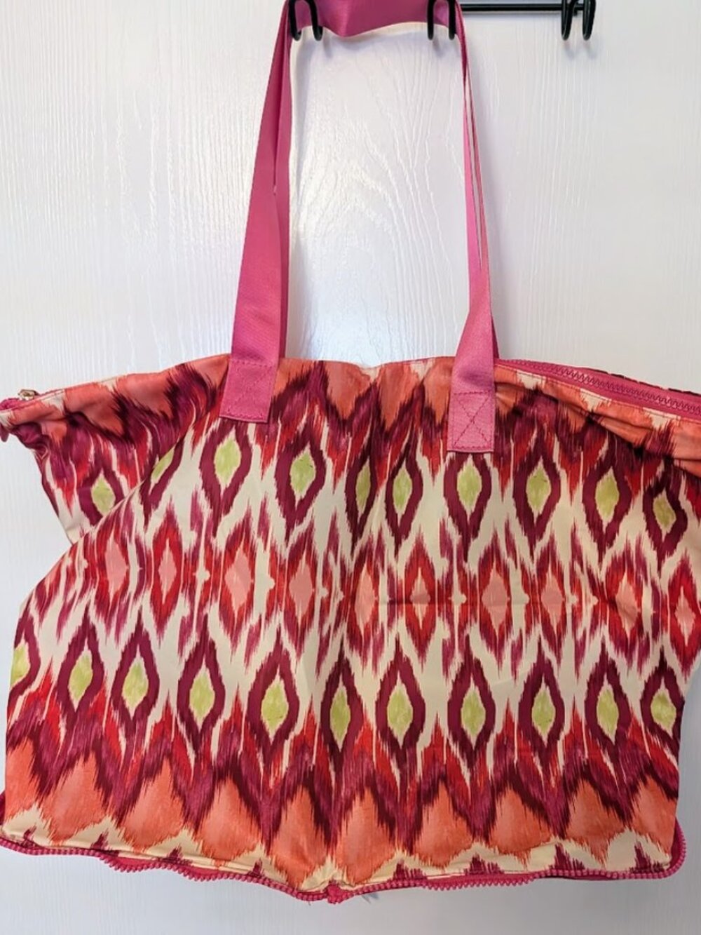 Chico's pink ikat packable tote NWT